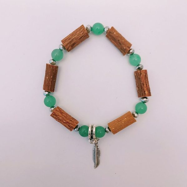 Bracelet-Plume-Aventurine-et-Bois-de-Noisetier